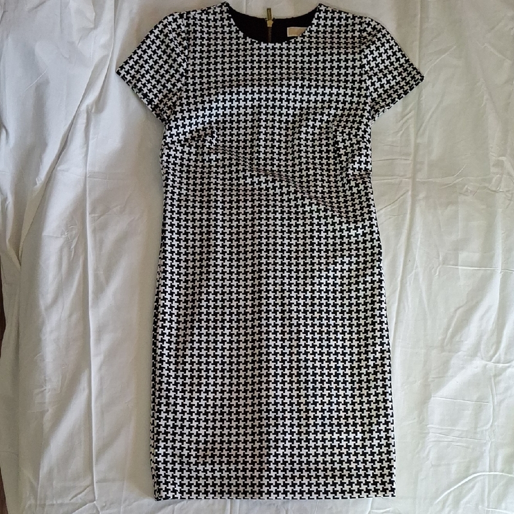 Michael Kors Black and White Houndstooth Mini Dress